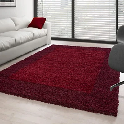 Abbildung von Carpettex Hochflor Teppich Bordüre Design, Läufer, Höhe: 30 mm, Wohnzimmer Design Shaggy versch. farben und größen