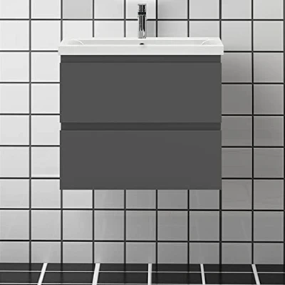 Abbildung von huiyang Badmöbel Set,Waschbecken mit Unterschrank,Waschtischunterschrank,60cm Dunkelgraus