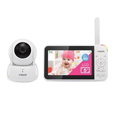 Abbildung von VTech VM924 Video Babyphone mit Kamera, Schwenk und Neigefunktion, 5 Zoll LCD Bildschirm, bis zu 17 Stunden Akkulaufzeit, 1,33 facher Zoom, Nachtsicht, 300 m Lange Reichweite,
