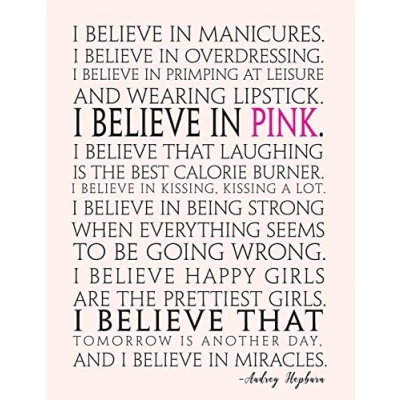 Abbildung von I believe in PINK, Mix 90P Dotted grid 20P Lined ruled, Women Quote journal, 8.5x11 in, 110 undated pages,Audrey Hepburn: journal to write ... new ideas, special moments, or daily notes
