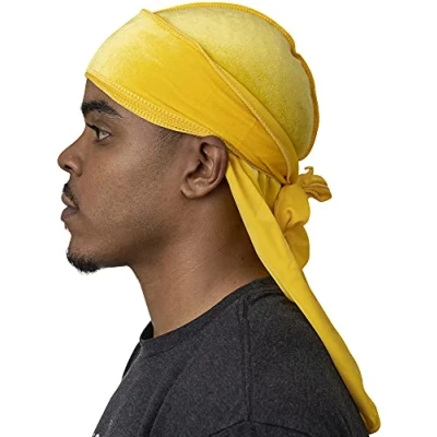 Abbildung von Veeta Hochwertige Samt Durags in Mehreren Farben, aus weichem Samtstoff, mit seidigem Innenfutter und Langen Bändern. Gelb Einheitsgröße