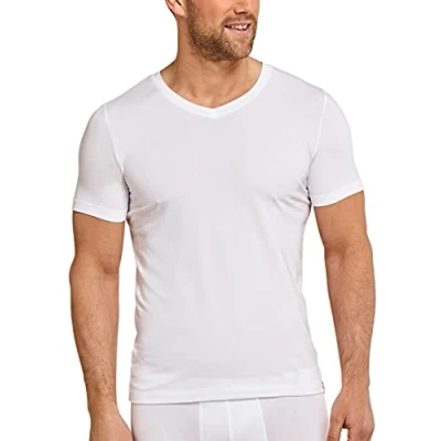 Abbildung von Schiesser Herren V ausschnitt Atmungsaktiv Long Life Soft Unterhemd, Weiß, M EU
