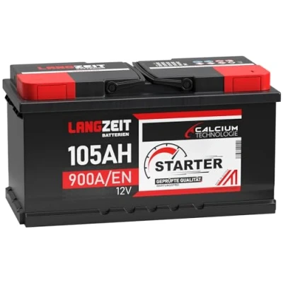 Abbildung von LANGZEIT Autobatterie 105AH 12V 900A/EN Starterbatterie +30% mehr Leistung ersetzt Batterie 88Ah 90Ah 92Ah 95Ah 100Ah