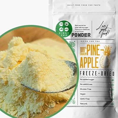 Abbildung von Gefriergetrocknete Ananas Im Pulver Gefriergetrocknet für Smoothie, Backen oder Kuchen Obst Trockenfrüchte Freeze Dried Fruit Pineapple Powder ZingyZoo