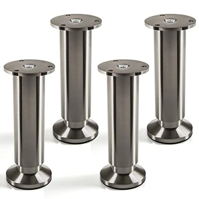 Abbildung von 4er Set Möbelfüße Alpha verstellbar Stützfüße Edelstahloptik gebürstet, belastbar bis 250 Kg, Höhe: 150 mm von SO TECH