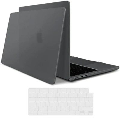 Abbildung von TECOOL Fein Gefrostete Hülle für MacBook Air 15 Zoll M3 M2 2023 A3114 u. 2022 A2941, Ultradünne Schutzhülle Hartschale Case EU Tastaturschutz, Space Grau