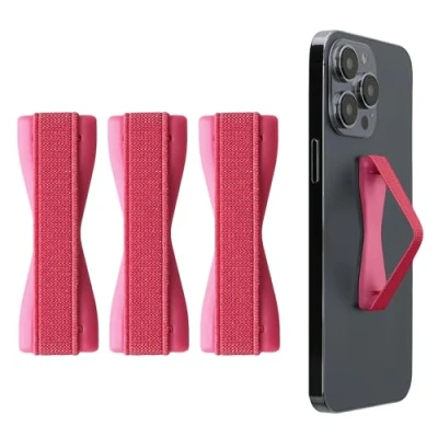 Abbildung von kwmobile Smartphone Fingerhalter 3 Set Handy Halter Griff Halterung Einhandbedienung 3X Handyhalter in Metallic Pink