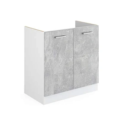 Abbildung von Vicco Spülenunterschrank R Line, Beton/Weiß, 80 cm ohne Arbeitsplatte
