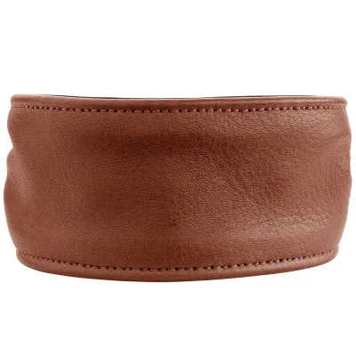 Abbildung von HUNTER Ergonomisches Hundehalsband ARVIKA, Farbe: Cognac/schwarz, weiches, anschmiegsames Leder, hoher, modern und stilvoll, Made in Germany, Größe: 65