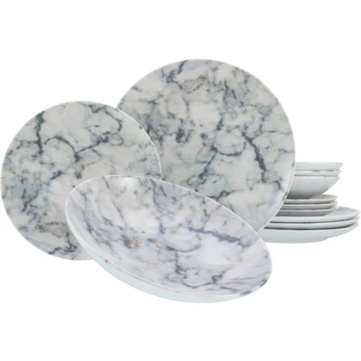 Abbildung von CreaTable Teller Set &quot;Geschirr Home Marmor&quot;, (Set, 12 tlg., Tafelservice für 4 Personen), Service, im Used und Vintage Look, Teile, Personen