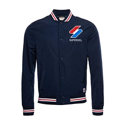 Abbildung von Superdry Mens Nylon Varsity Jacket, Eclipse Navy, S