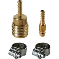 Abbildung von Original Einhell Schlauchverbinder Set (Kompressor Zubehör, 4 teiliges Set, inkl. 1x Einhandschnellkupplung mit 6 mm Stecktülle, 2x Schlauchschelle)