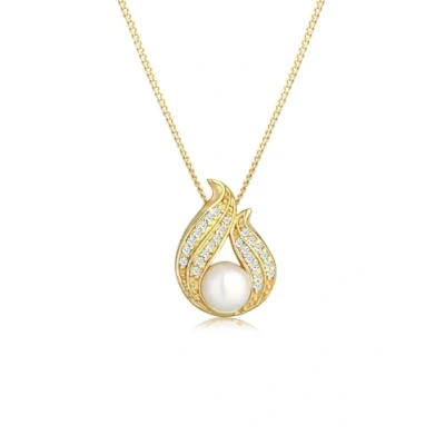 Abbildung von Elli DIAMONDS Halskette Damen Süsswasserzuchtperle mit Diamant (0.13 ct.) in 585 Gelbgold