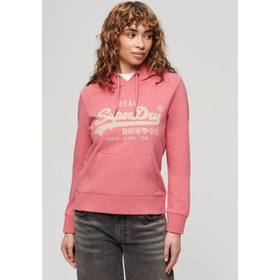 Abbildung von Superdry Embroidered Vintage LOGO Graphic Kapuzenpullover, Damen, Größe: 42, Coral red marl