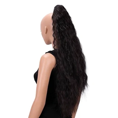 Abbildung von CAISHA 70cm Extralang Voluminös Gewellt Clip On Haarteil Zopf Pferdeschwanz Hitzebeständig Synthetik Dunkelbraun H706