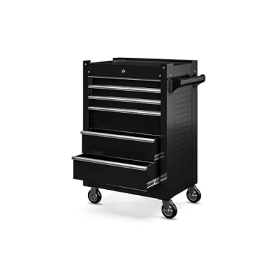 Abbildung von Jan Nowak Werkzeugwagen Werkstattwagen Werkzeugtrolley mit 6 Schubladen Rollen Feststellbremse Metall Pulverbeschichtet Belastbar bis 327 kg Kratzresistent 99,5 cm x 68 46 (Schwarz)
