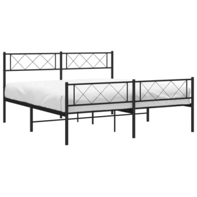 Abbildung von vidaXL Bett Bettgestell mit Kopf und Fußteil Metall Schwarz 160x200 cm
