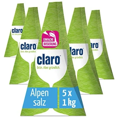 Abbildung von CLARO Öko Spülmaschinensalz 5x1kg Dosierpyramide (Unparfümiert, Vegan, Ohne Tierversuche) für Geschirrspüler