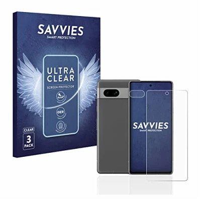 Abbildung von Savvies 6 Stück Schutzfolie für Google Pixel 7a (Display+Kamera) Displayschutz Folie Ultra Transparent
