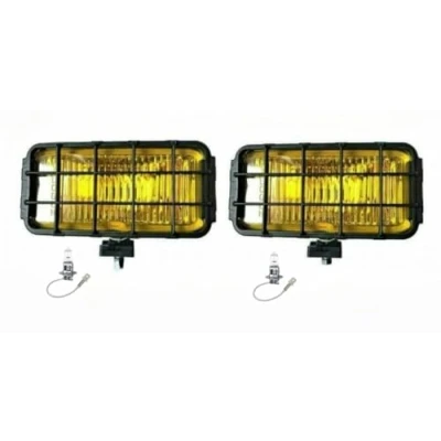 Abbildung von MelTruck® 2x H3 Halogen Gelb Nebelscheinwerfer 12V 24V IP54 Zusatzscheinwerfer 195x95x82 mm und Glühbirnen
