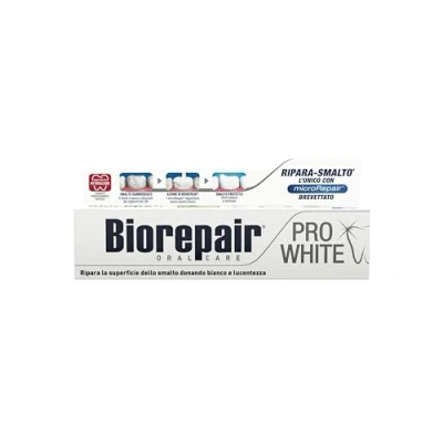 Abbildung von Biorepair, Pro White Zahnpasta, aufhellende Zahnpasta mit PVP Polymer Technologie, repariert Nagellack und Zahnstein für weiße strahlende Zähne, ohne 75 ml