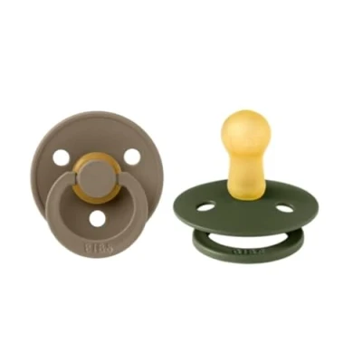 Abbildung von BIBS Colour Schnuller 2er Pack, BPA frei, Kirschform Nippel. Naturkautschuk / Latex, Hergestellt in Dänemark. 6 18 Monate (2er Pack), Dark Oak Hunter Green