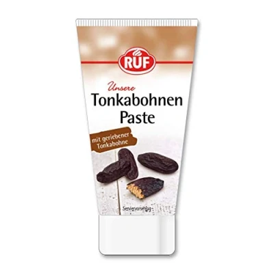 Abbildung von RUF Tonkabohnen Paste, mit geriebener Tonka Bohne, Paste in praktischer Dosiertube, für Kuchen, Desserts und Getränke, glutenfrei, vegan, 50g