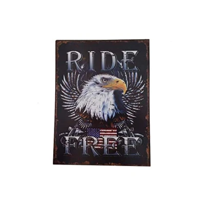 Abbildung von LB H&amp;F Blechschild Retro Nostalgie Motorrad USA Eagle Fahne Biker Tür Schild Blechschilder 33 x 25 cm