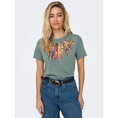 Abbildung von ONLY Onllucy LIFE Tshirt print, Damen, Größe: Large, Balsam green