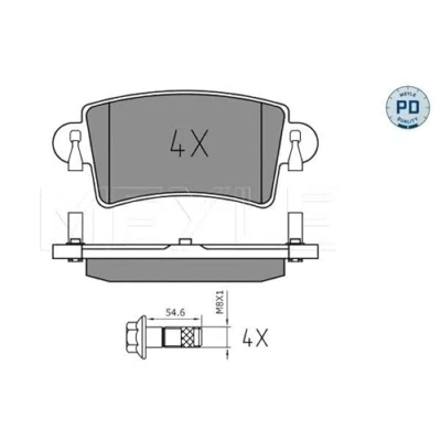 Abbildung von MEYLE 025 236 6916/PD Bremsbelagsatz PD Quality Hinterachse exkl. Verschleißwarnkontakt mit Anti Quietsch Blech RENAULT: MASTER 2 Kasten