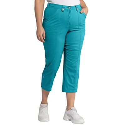 Abbildung von Ulla Popken Damen 7/8 Cargohose PANTS, tiefes aqua, W38 / L32