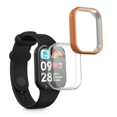 Abbildung von kwmobile 2X Schutzhülle kompatibel mit Xiaomi Mi Band 8 Pro Hülle Fullbody Cover Set aus Silikon Transparent Rosegold