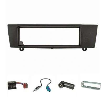 Abbildung von tomzz Audio 2404 036 Radioblende Set kompatibel mit BMW 1er E87 3er E90 Z4 E89 schwarz Quadlockadapter ISO, Fakra Antennenadapter DIN Einbauschacht