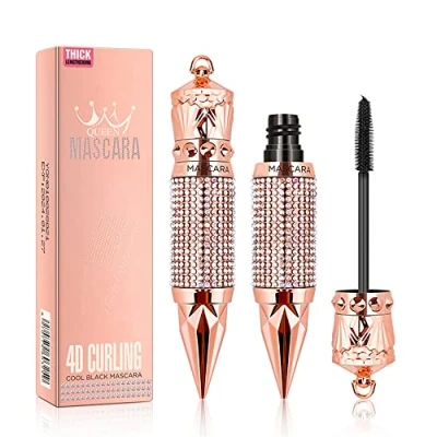 Abbildung von Wimperntusche Wasserdicht und langlebig, 4D Seidenfaser Volumen Länge Augen Make up Sparkling Diamond Mascara