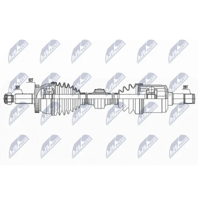 Abbildung von NTY NPW HY 595 Antriebswelle Vorderachse links 662 Schaltgetriebe HYUNDAI: SANTA FE 2, KIA: SORENTO 2