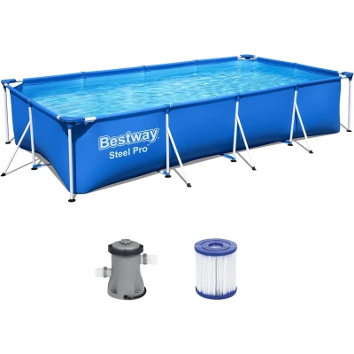 Abbildung von Bestway Pool Steel Pro Frame Set mit Filterpumpe, 400 x 211 81 cm, blau, eckig