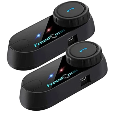 Abbildung von FreedConn T COM VB Motorrad Bluetooth Headset, Helm Intercom, Kommunikationssystem für Motorräder, GPS, FM Radio, Freisprechen,Reichweite 800M, 2 3Riders Pairing Doppelpack