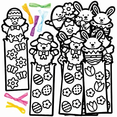 Abbildung von Baker Ross Lesezeichen, Fuzzy Art FC623, Oster Sets für Kinder, aus flauschigem Filz, 12 Stück
