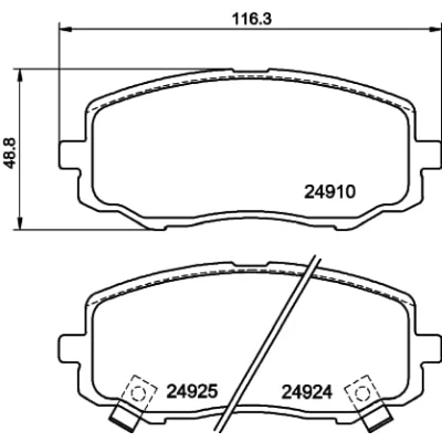 Abbildung von HELLA 8DB 355 014 901 Bremsbelagsatz mit akustischer Verschleißwarnung HYUNDAI: i20 II Schrägheck, I i10