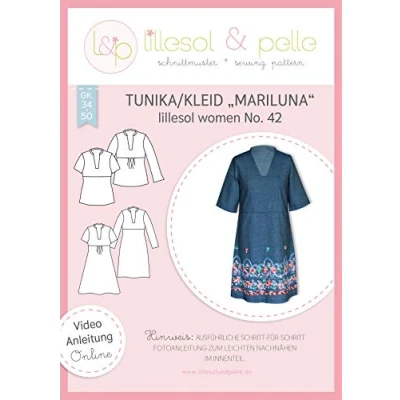 Abbildung von lillesol &amp; pelle Schnittmuster Women No.42 Tunika/Kleid Mariluna in Größe 34 50 zum Nähen mit Foto Anleitung und Video