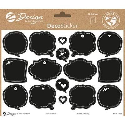 Abbildung von AVERY Zweckform Dekosticker 32 Sticker Tafelaufkleber (Etiketten auf A5 Bogen, beschriftbare Klebeetiketten für Geschenke, Karten, Flaschen, Küche, Gewürzgläser, Marmelade, Selbstgemachtes) 54557