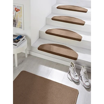 Abbildung von HANSE Home Stufenmatte &quot;Fancy&quot;, halbrund, 15 Stück, Treppenmatten, Selbstklebend, Stufenteppich, Treppenstufen