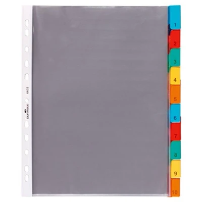 Abbildung von Durable Hüllenregister A4 10 teilig, 1 Stück, transparent mit bunten Taben, 663219