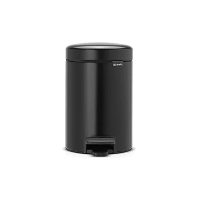 Abbildung von NewIcon Treteimer 3 Liter mit Kunststoff Inneneimer Mattschwarz Brabantia