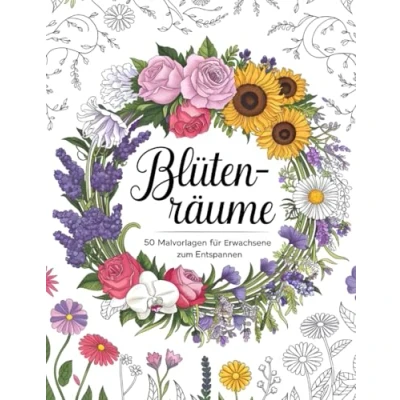 Abbildung von Blütenträume: Blumen Malbuch für Erwachsene: 50 zauberhafte Blumenmotive zum Ausmalen Entspannung, Stressabbau &amp; kreative Auszeit Perfektes ... Erwachsene zur Entspannung und Meditation)