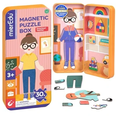 Abbildung von MIEREDU Lernspielzeug Magnetpuzzle Magnetspiel Box Beruf, 5 Berufe