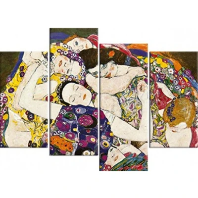 Abbildung von 1art1 Gustav Klimt Poster Die Jungfrau, 1912 1913, 4 Teilig Bilder Leinwand Bild Auf Keilrahmen XXL Wandbild Kunstdruck Als Leinwandbild 120x80 cm