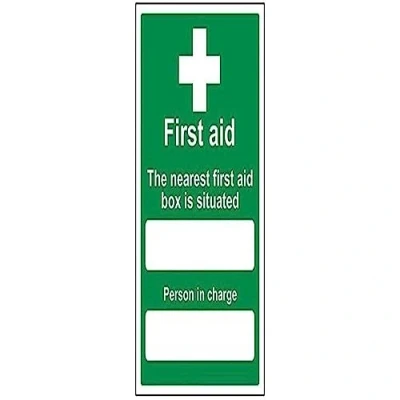 Abbildung von vsafety 31010 au s die &quot;Nearest First Aid Box befindet sich&quot; Erste Hilfe Allgemeine Zeichen, selbstklebend, Porträt, 200 mm x 300 mm, grün