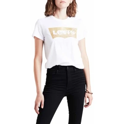 Abbildung von Levi&#039;s Damen The Perfect Tee T Shirt,Logo Gold Powder Print White,XS