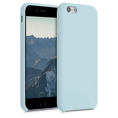 Abbildung von kwmobile Hülle kompatibel mit Apple iPhone 6 / 6S Silikon Handy Case Handyhülle weiche Oberfläche kabelloses Laden Cool Mint